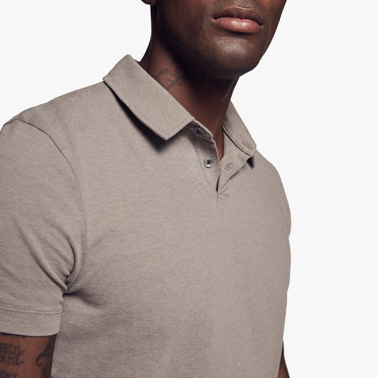 Brushed Stretch Jersey Polo In Warm Stone | James Perse Los Angeles