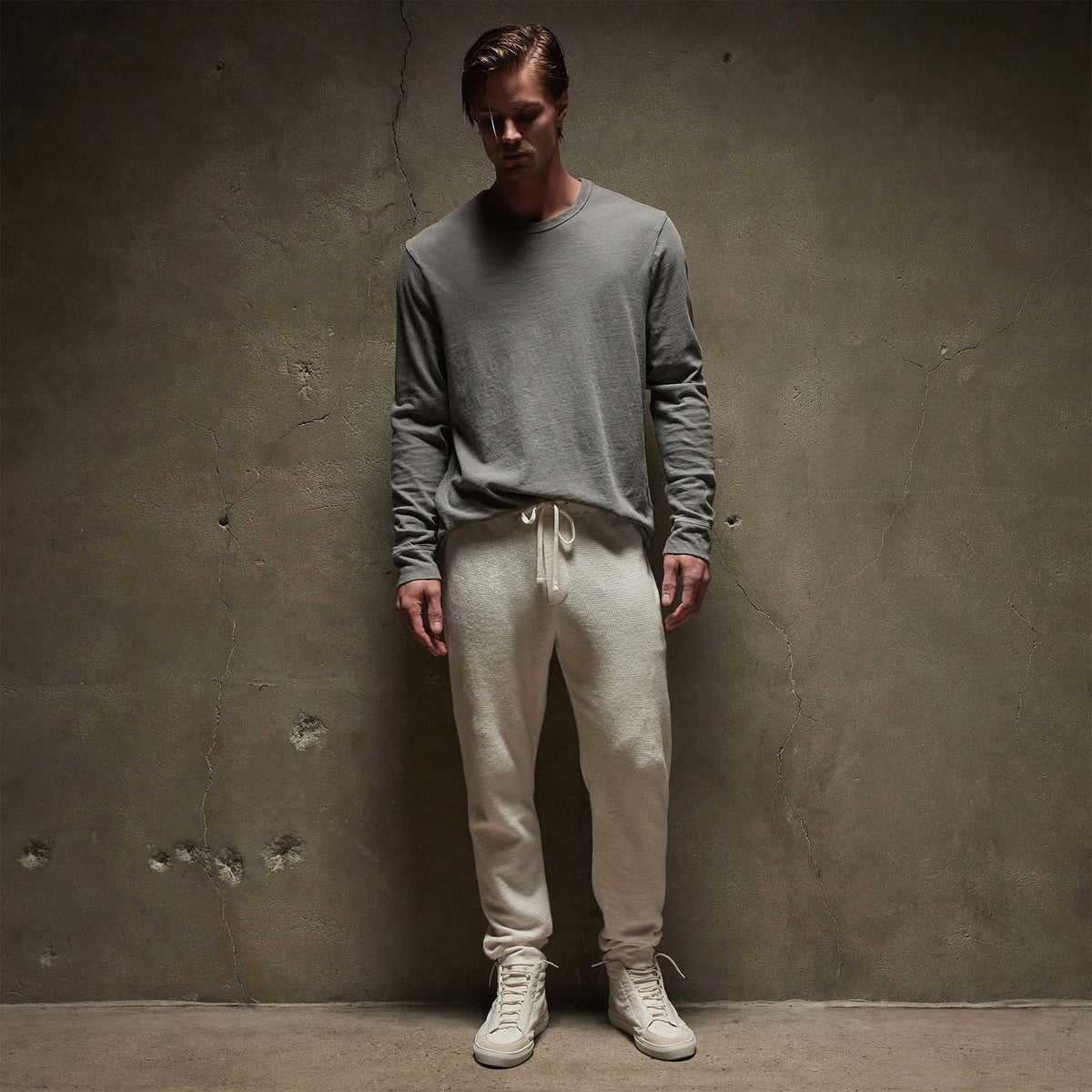 Thermal Knit Lounge Pant in Oyster | James Perse Los Angeles