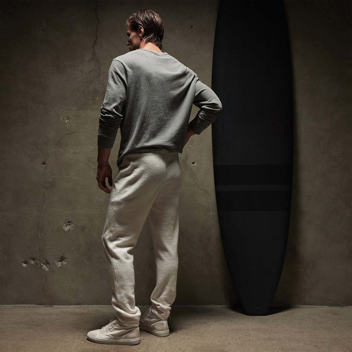 Thermal Knit Lounge Pant in Oyster | James Perse Los Angeles