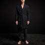 Brushed Thermal Knit Hooded Robe in Black | James Perse Los Angeles