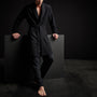 Brushed Thermal Knit Hooded Robe in Black | James Perse Los Angeles