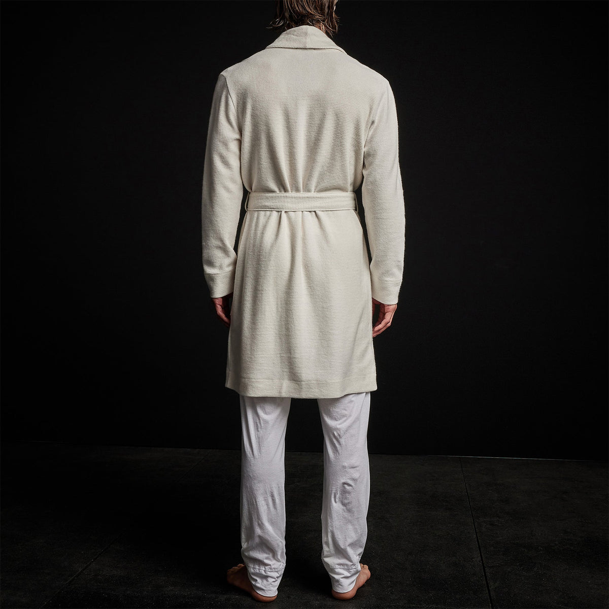 Brushed Thrml Knit Hooded Robe in Oyster | James Perse Los Angeles
