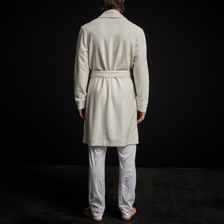 Brushed Thrml Knit Hooded Robe in Oyster | James Perse Los Angeles