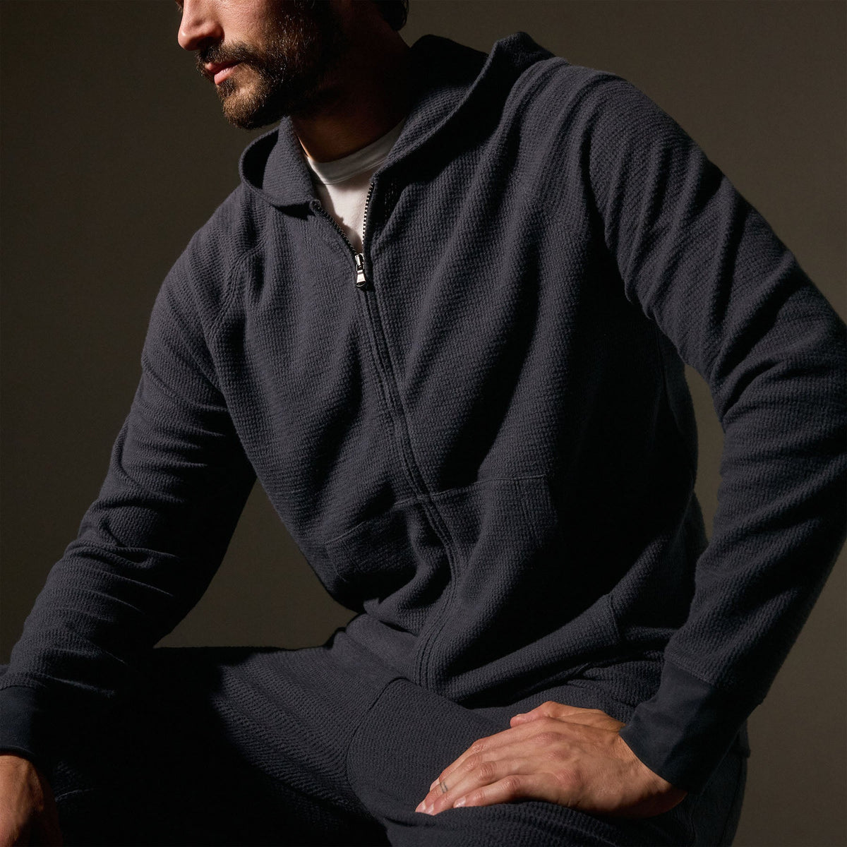 Brushed Thermal Zip Up in Magma | James Perse Los Angeles