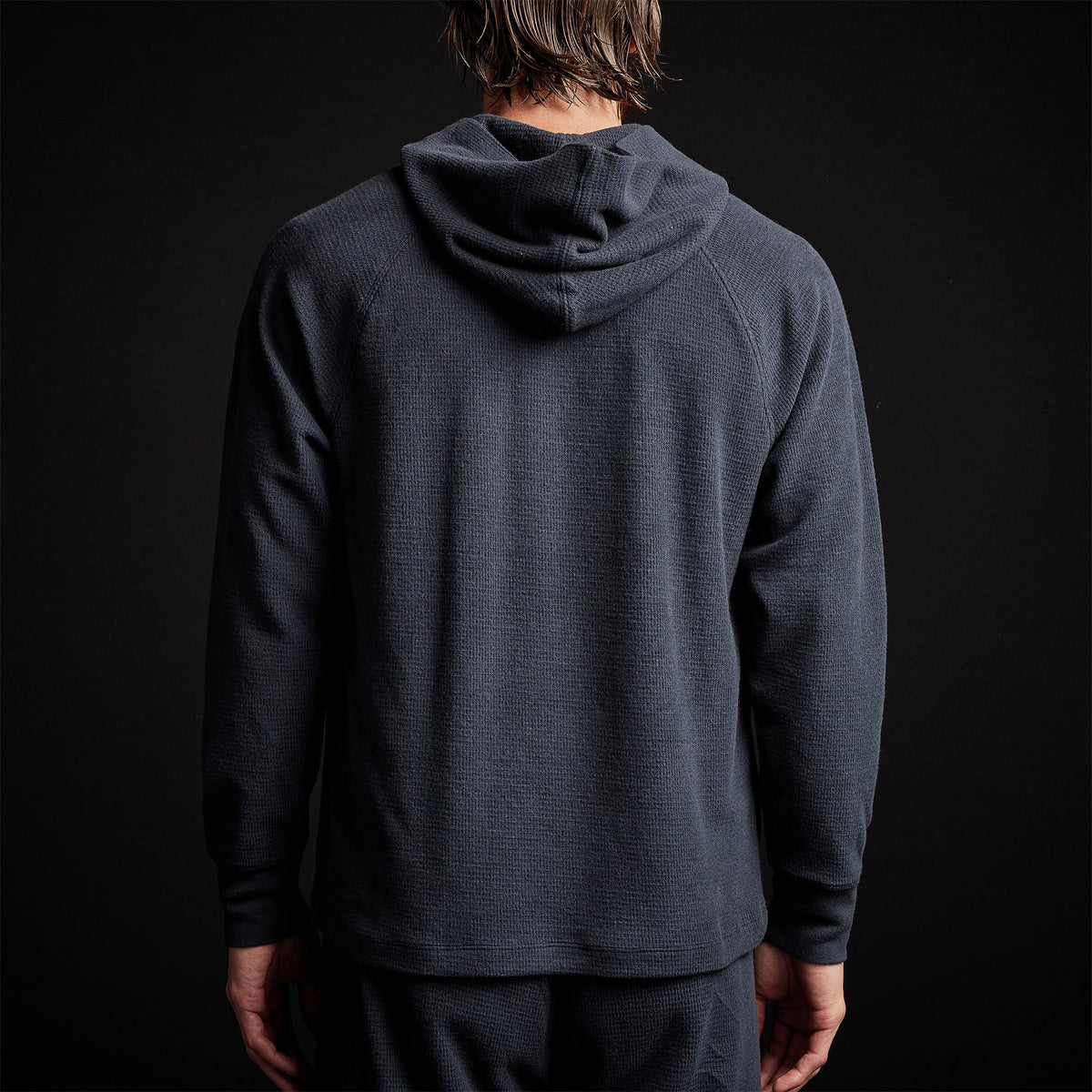 Thermal Knit Hooded Raglan in French Navy | James Perse Los Angeles