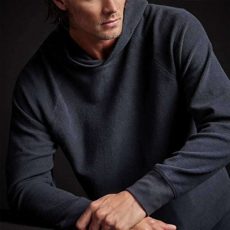 Thermal Knit Hooded Raglan in French Navy | James Perse Los Angeles