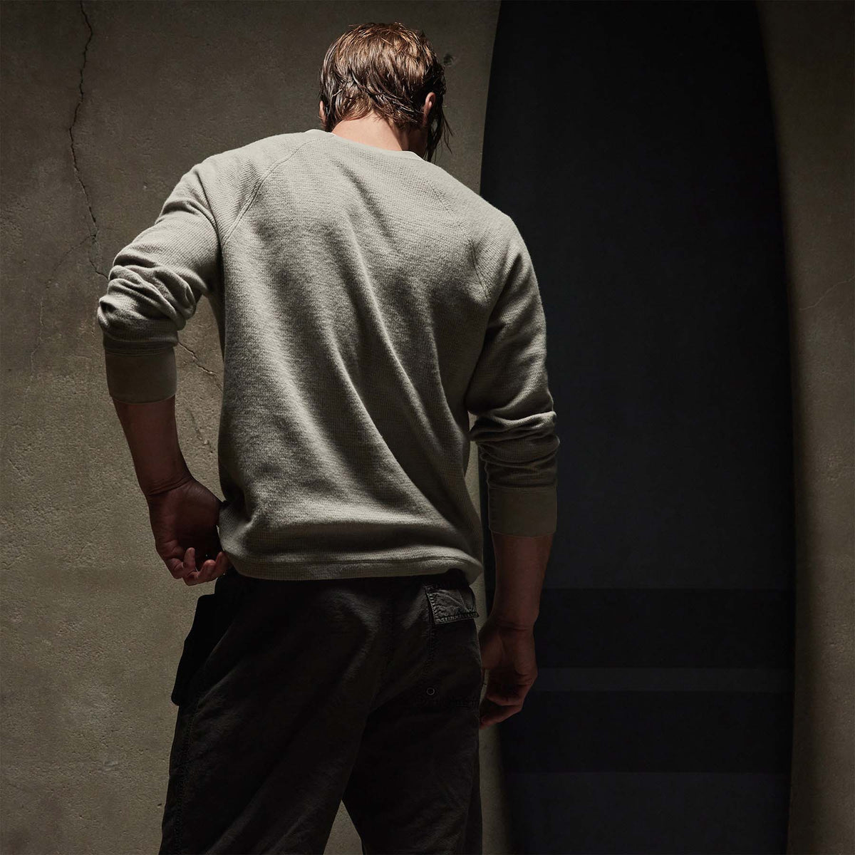 Thermal Knit Raglan Top in Dapple | James Perse Los Angeles