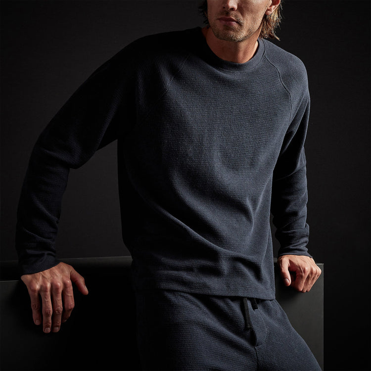 Thermal Knit Raglan Top in French Navy | James Perse Los Angeles