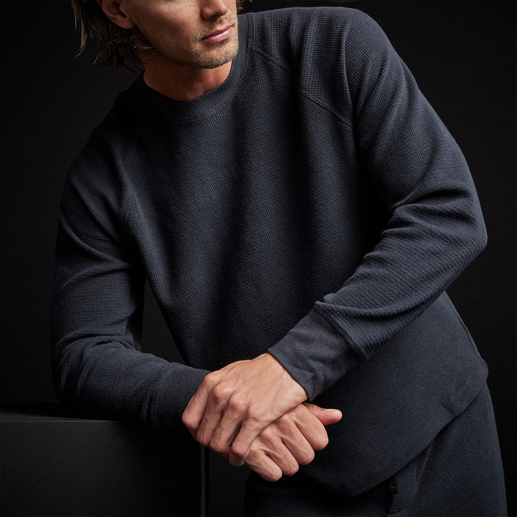 Thermal Knit Raglan Top in French Navy | James Perse Los Angeles