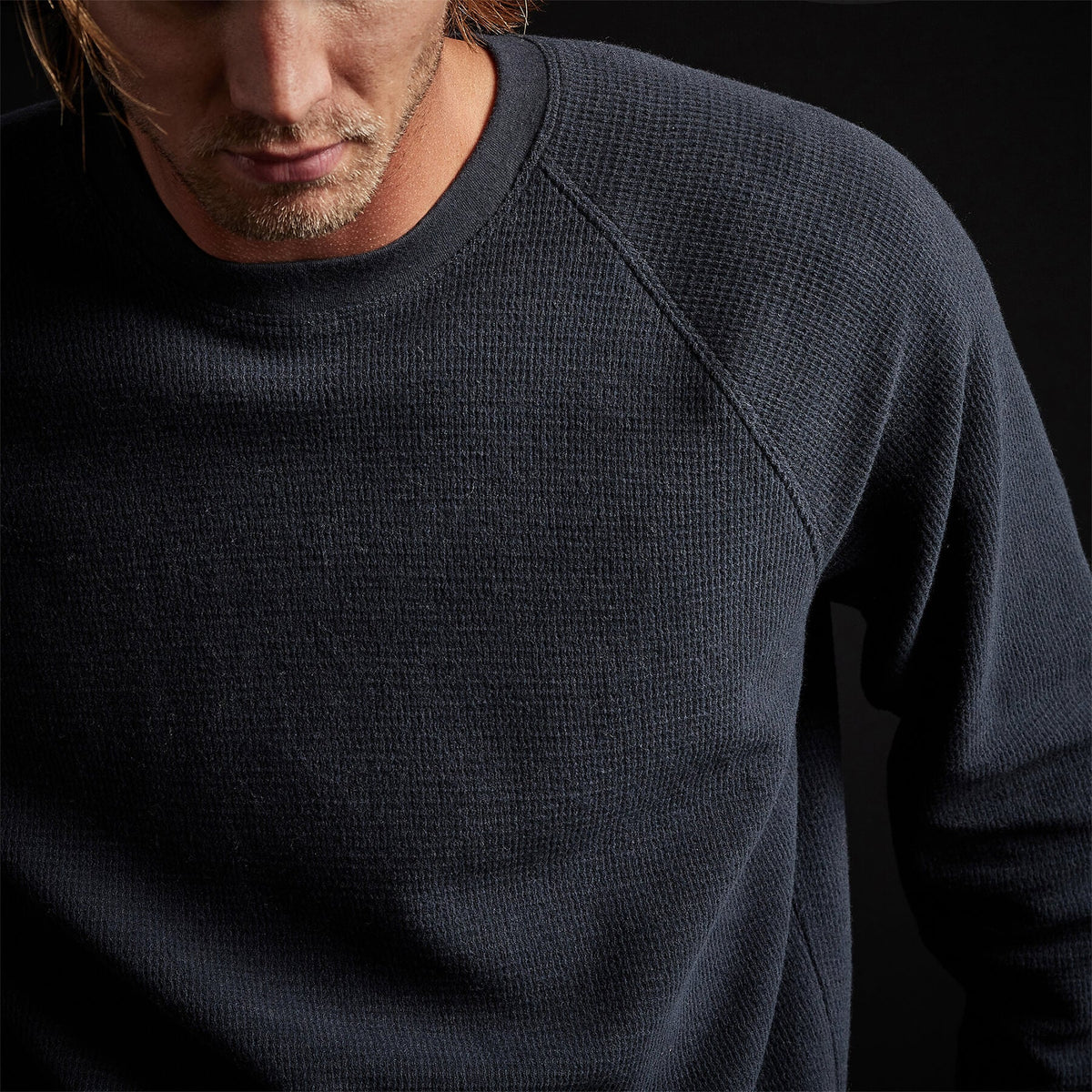Thermal Knit Raglan Top in French Navy | James Perse Los Angeles
