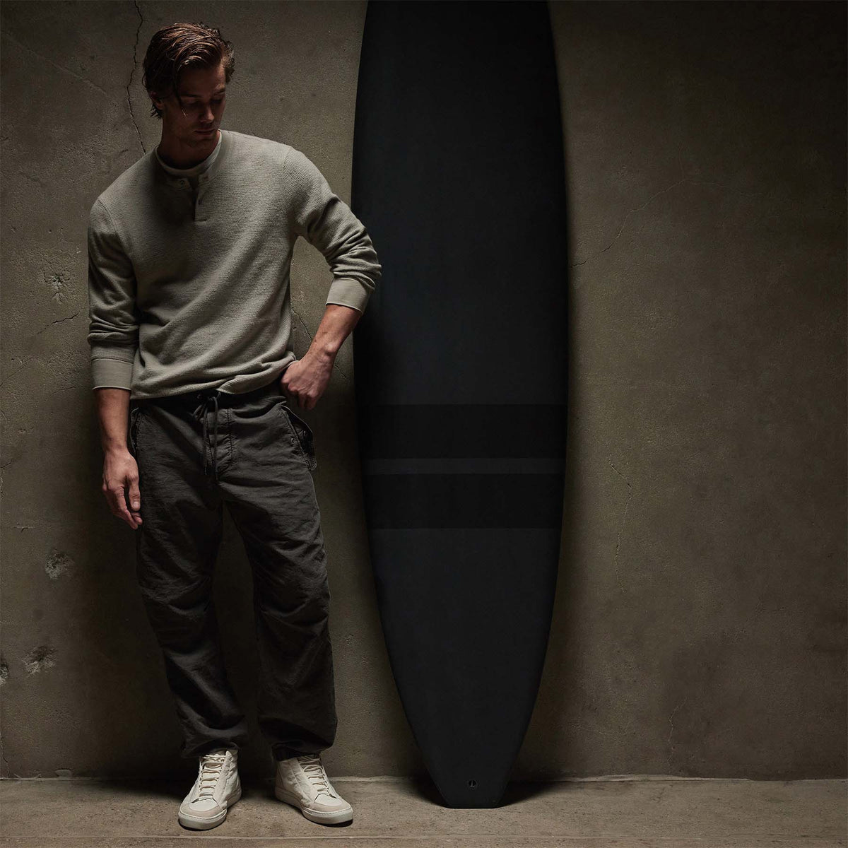 Thermal Knit Henley in Dapple | James Perse Los Angeles