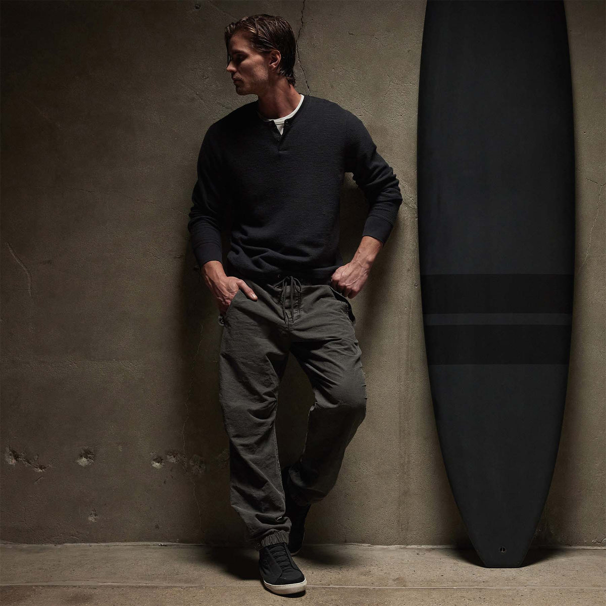 Thermal Knit Henley in Magma | James Perse Los Angeles