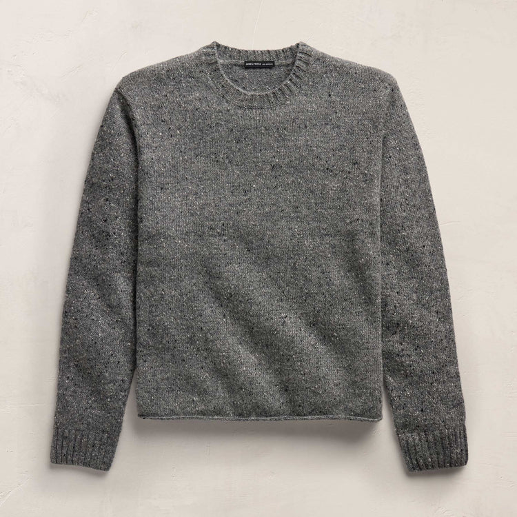 Marled Cashmere Linen Crew in Heather Grey | James Perse Los Angeles