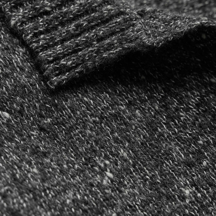 Marled Cashmere Linen Long Sleeve Open Polo in Charcoal | James Perse Los Angeles