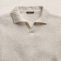 Marled Cashmere Linen Long Sleeve Open Polo in Pearl | James Perse Los Angeles