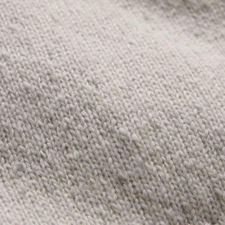 Marled Cashmere Linen Long Sleeve Open Polo in Pearl | James Perse Los Angeles