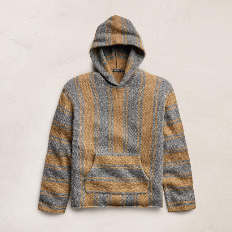 Baja Stripe Cashmere Hoodie in Heather Grey/Toffee | James Perse Los Angeles