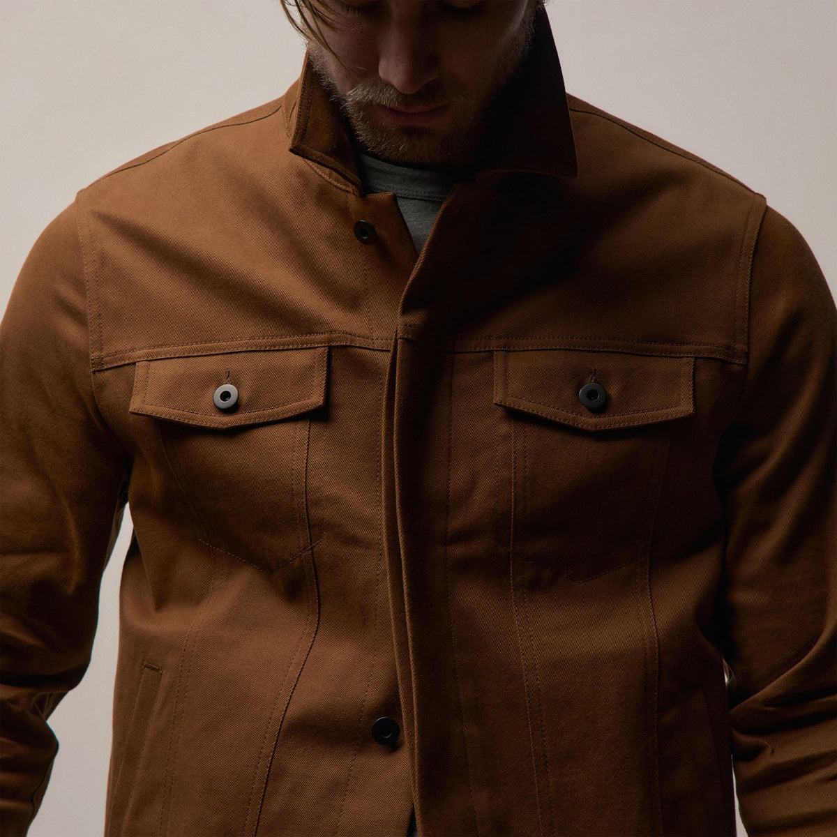 Cashmere Touch Cotton Trucker Jacket in Gingerbread | James Perse Los Angeles