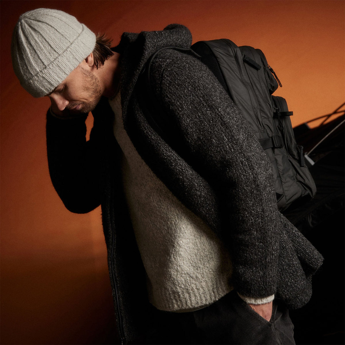 Cotton Wool Blend Chunky Hoodie in Charcoal | James Perse Los Angeles 