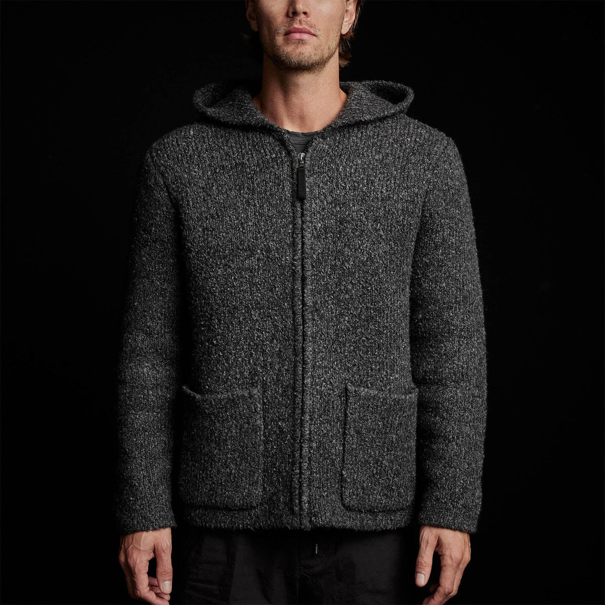 Cotton Wool Blend Chunky Hoodie in Charcoal | James Perse Los Angeles 