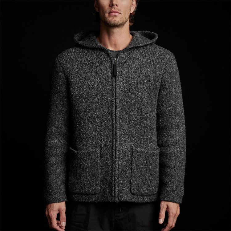 Cotton Wool Blend Chunky Hoodie in Charcoal | James Perse Los Angeles 