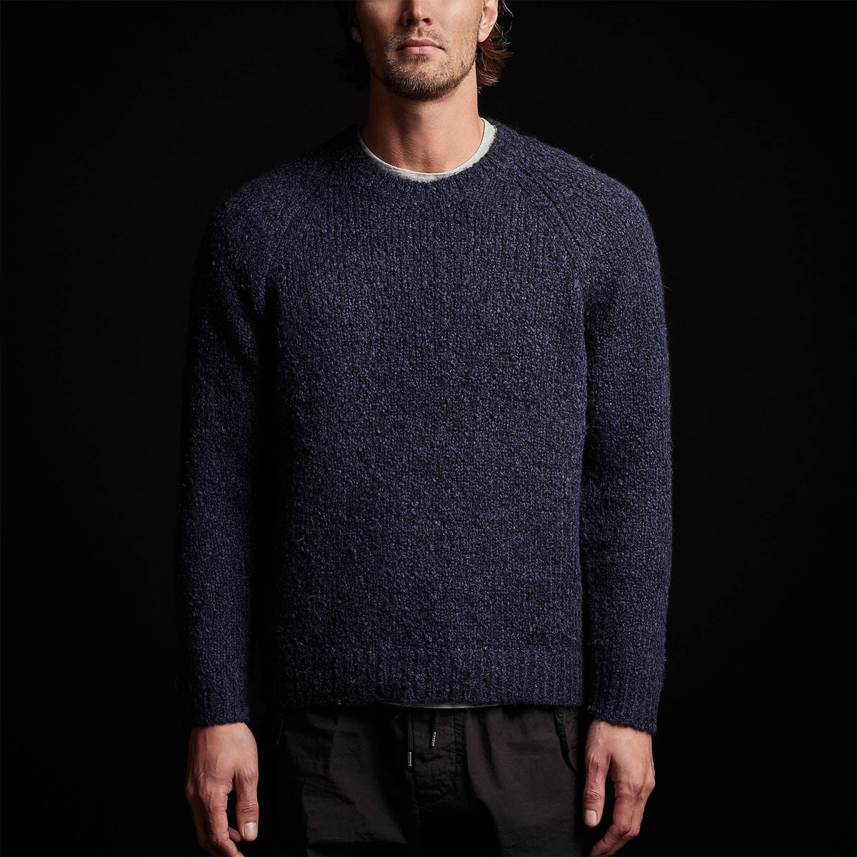 Cotton Wool Blend Chunky Raglan in Navy | James Perse Los Angeles 