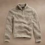 Cotton Wool Blend Chunky Half Zip  in Stone | James Perse Los Angeles