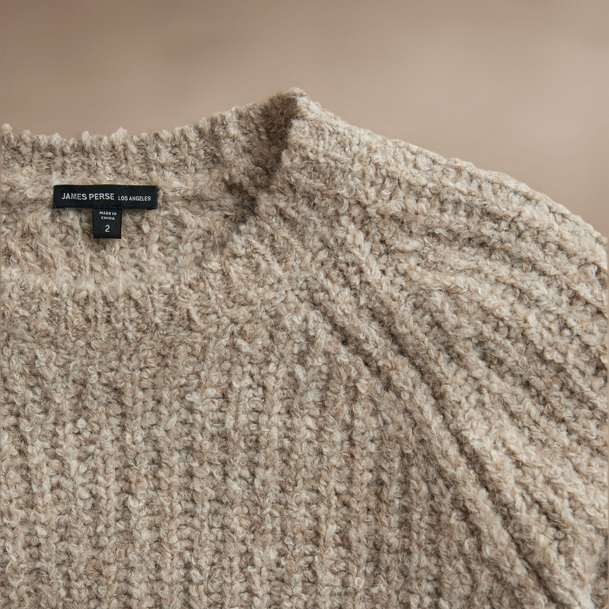Cotton Wool Blend Chunky Raglan  in Stone | James Perse Los Angeles