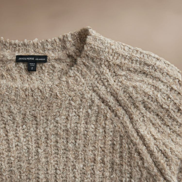 Cotton Wool Blend Chunky Raglan  in Stone | James Perse Los Angeles