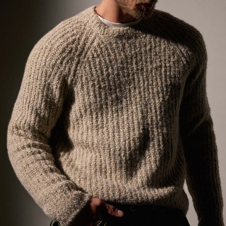 Cotton Wool Blend Chunky Raglan  in Stone | James Perse Los Angeles