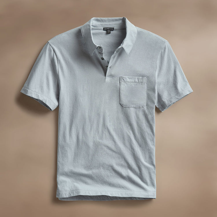 Cotton Linen Pocket Polo in Grey Sky | James Perse Los Angeles