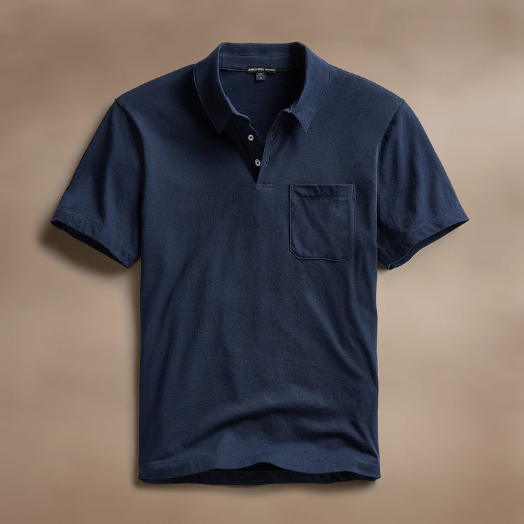 Cotton Linen Pocket Polo in Navy | James Perse Los Angeles