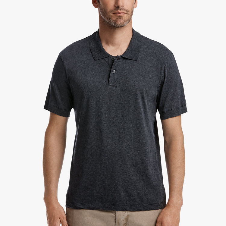 Cotton Cashmere Clean Jsy Polo - Heather Navy | James Perse Los Angeles