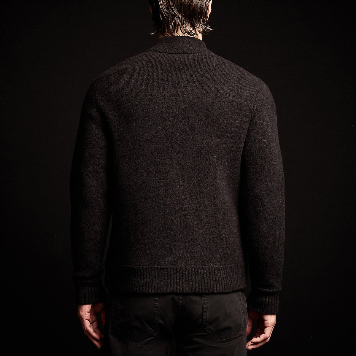 Dbl Bed Zip Cardigan in Black | James Perse Los Angeles