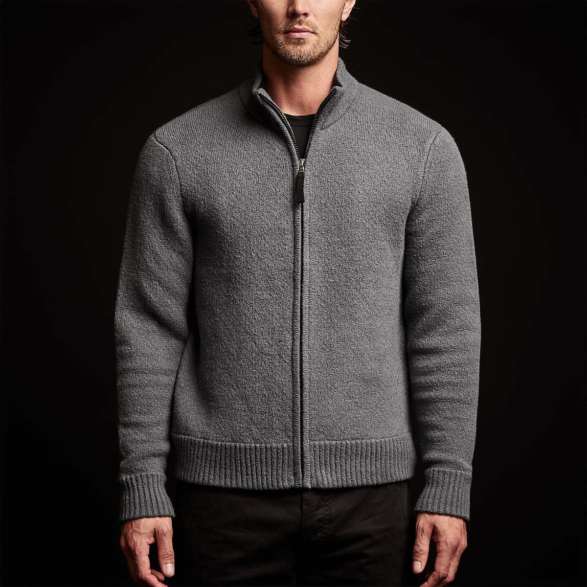 Dbl Bed Zip Cardigan in Flint | James Perse Los Angeles