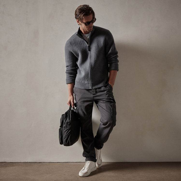 Dbl Bed Zip Cardigan in Flint | James Perse Los Angeles