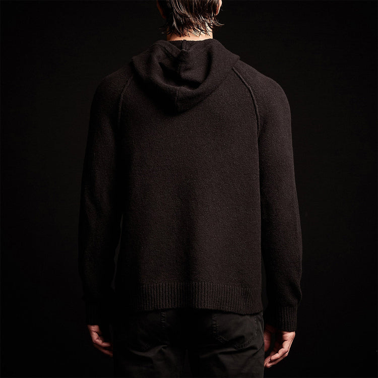 Cashmere Hooded Raglan in Black | James Perse Los Angeles