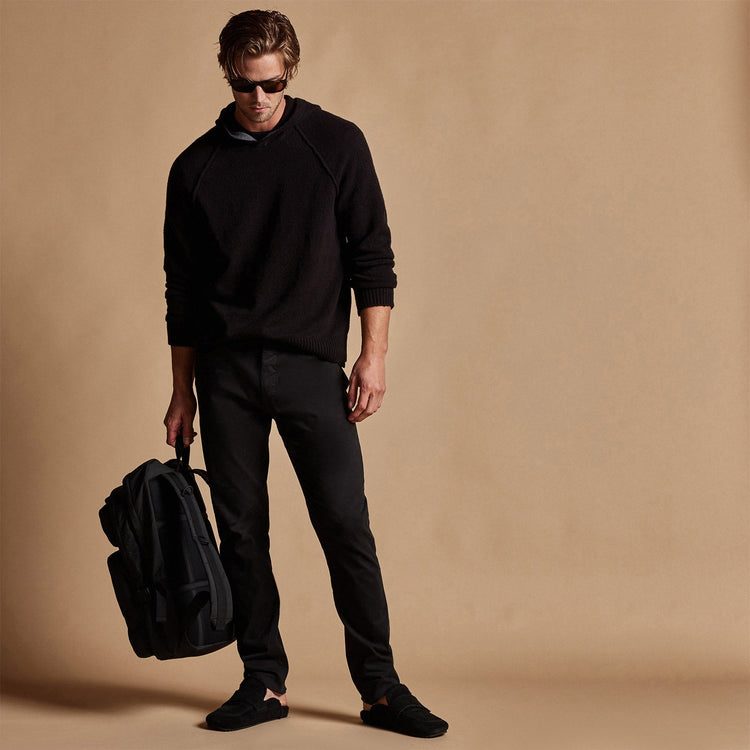Cashmere Hooded Raglan in Black | James Perse Los Angeles