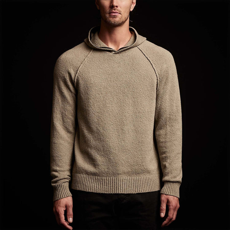 Cashmere Hooded Raglan in Khaki | James Perse Los Angeles