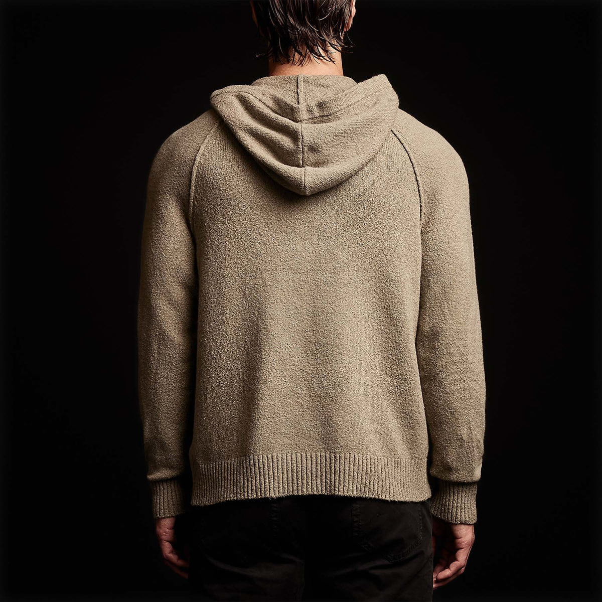 Cashmere Hooded Raglan in Khaki | James Perse Los Angeles