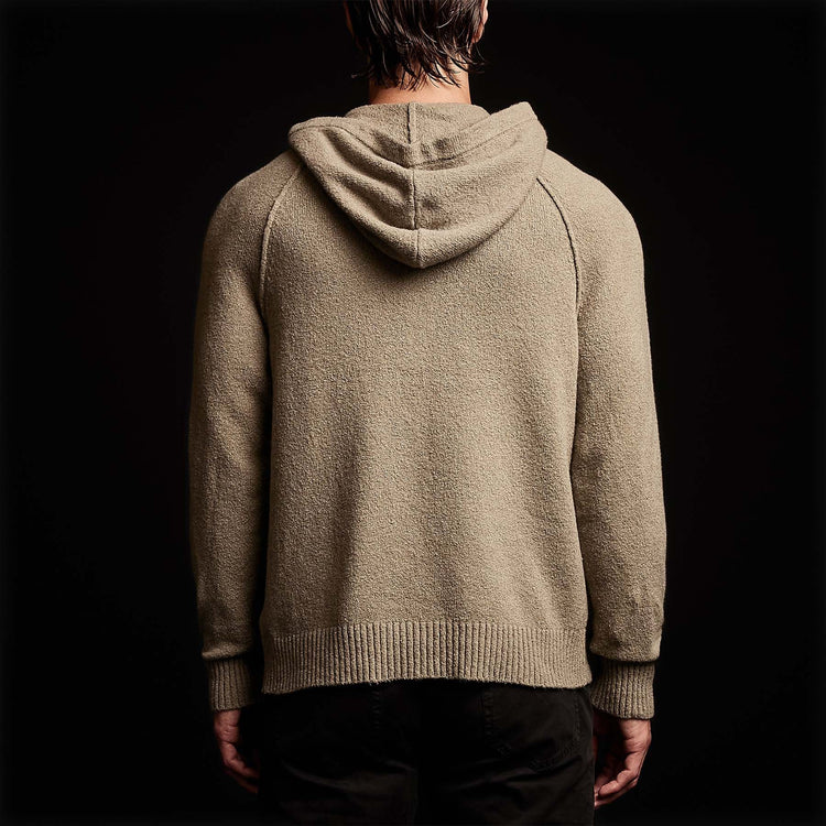 Cashmere Hooded Raglan in Khaki | James Perse Los Angeles