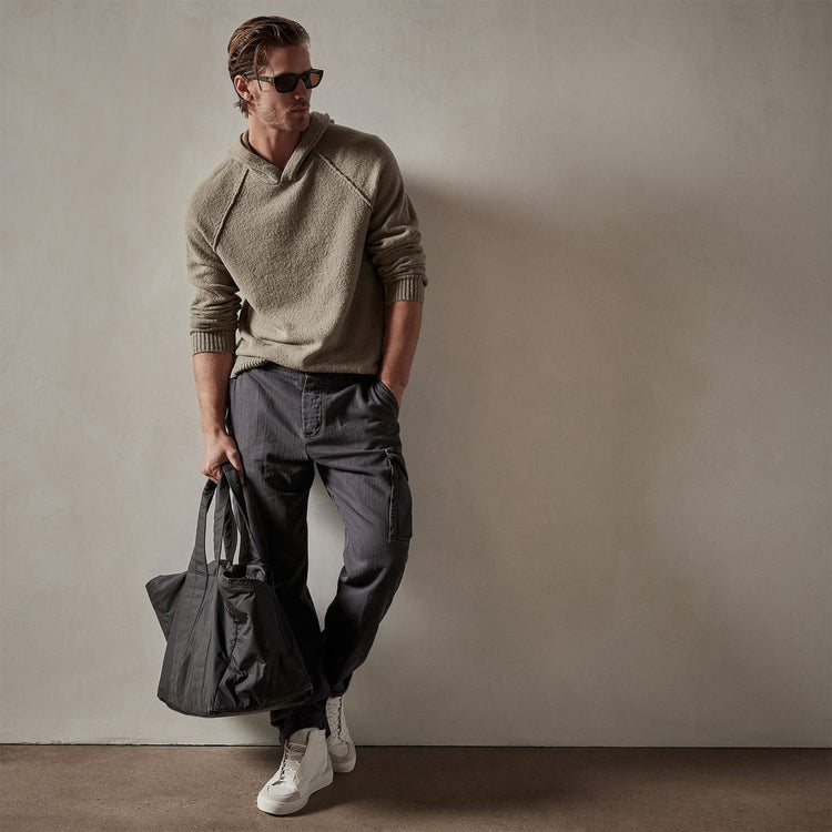 Cashmere Hooded Raglan in Khaki | James Perse Los Angeles
