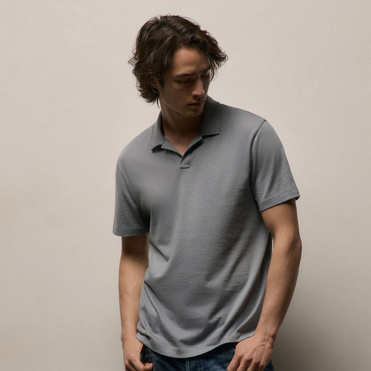 Cotton Cashmere Open Polo in Ore | James Perse Los Angeles