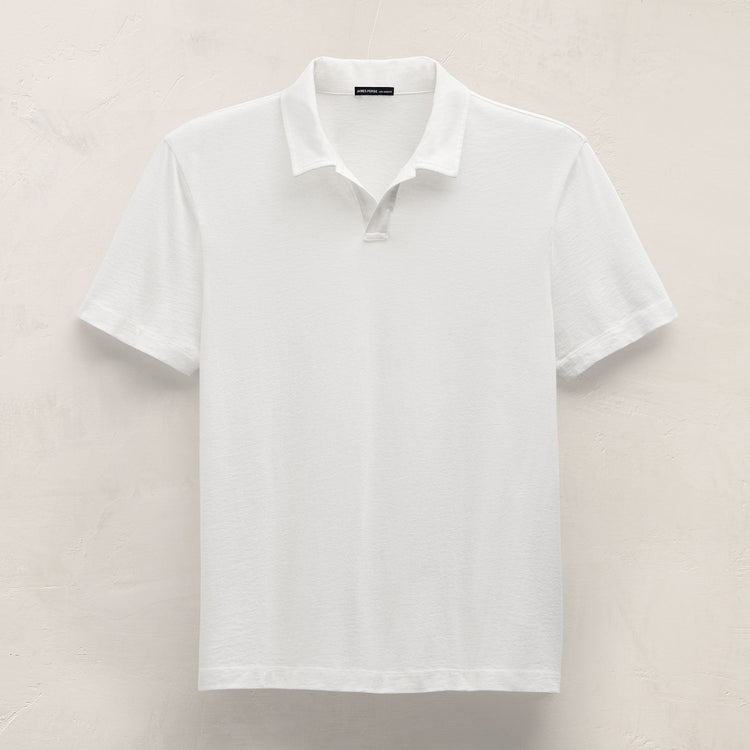 Cotton Cashmere Open Polo in White | James Perse Los Angeles