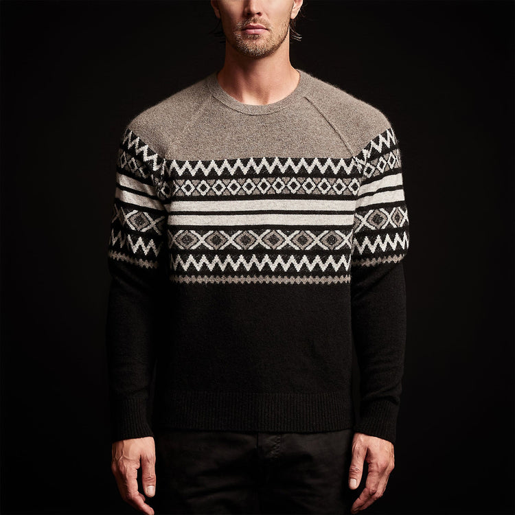 Cotton Cashmere Raglan Crew in Burro/Foggy/Black | James Perse Los Angeles