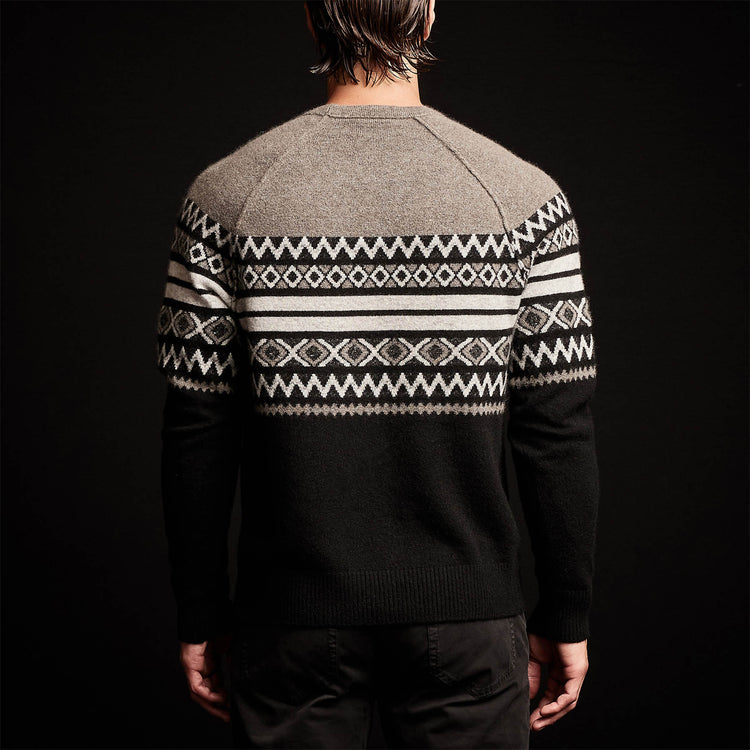 Cotton Cashmere Raglan Crew in Burro/Foggy/Black | James Perse Los Angeles