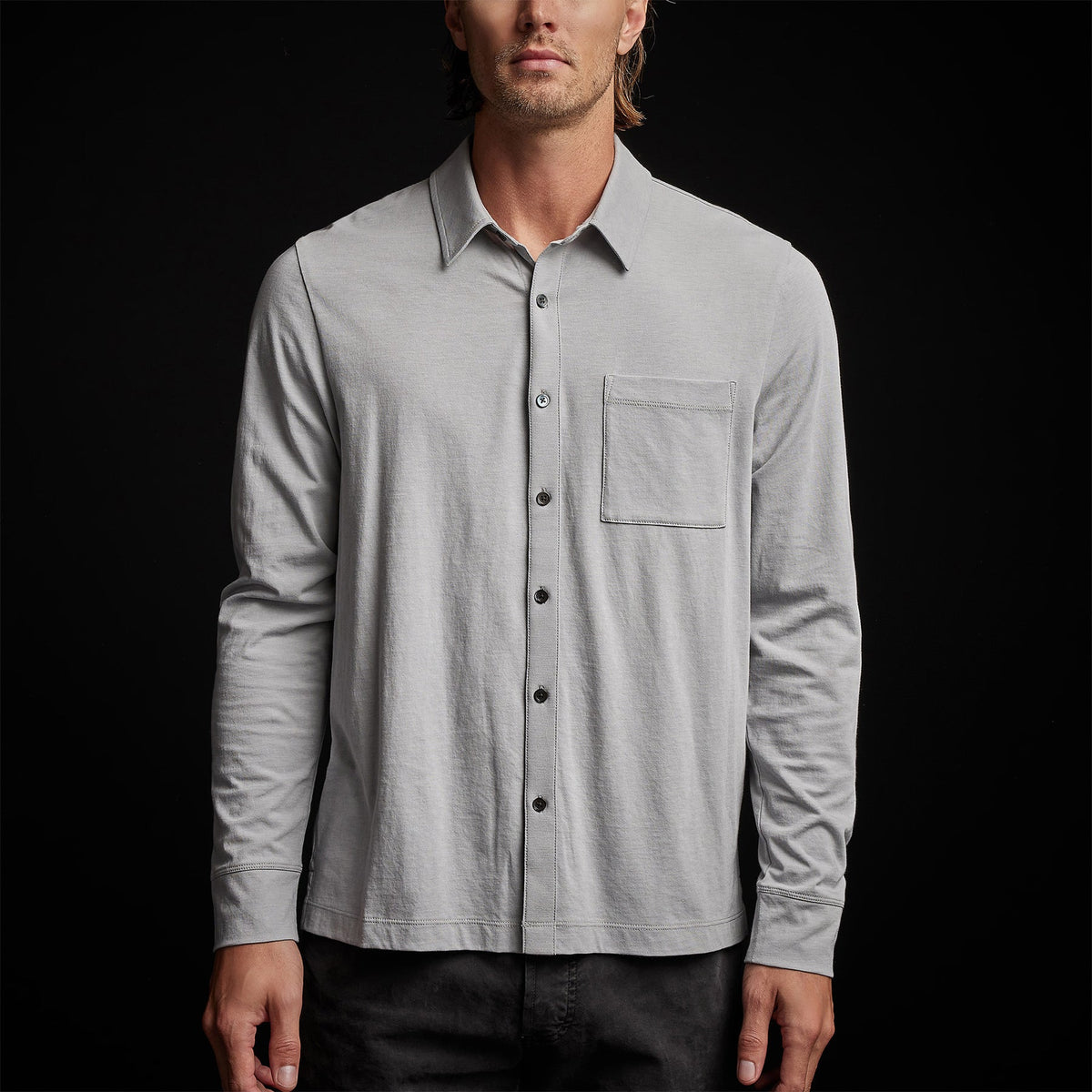Knit Jersey Shirt in Blue Fog | James Perse Los Angeles