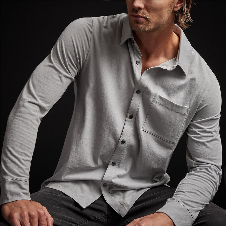 Knit Jersey Shirt in Blue Fog | James Perse Los Angeles