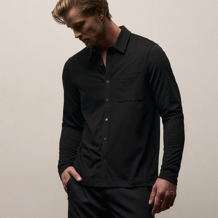 Clean Finish Jersey Shirt in Black | James Perse Los Angeles