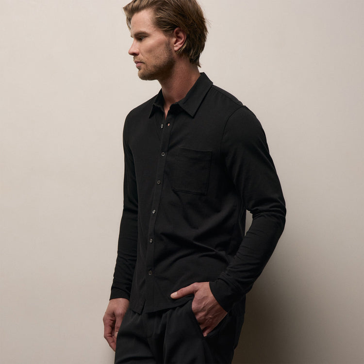 Clean Finish Jersey Shirt in Black | James Perse Los Angeles